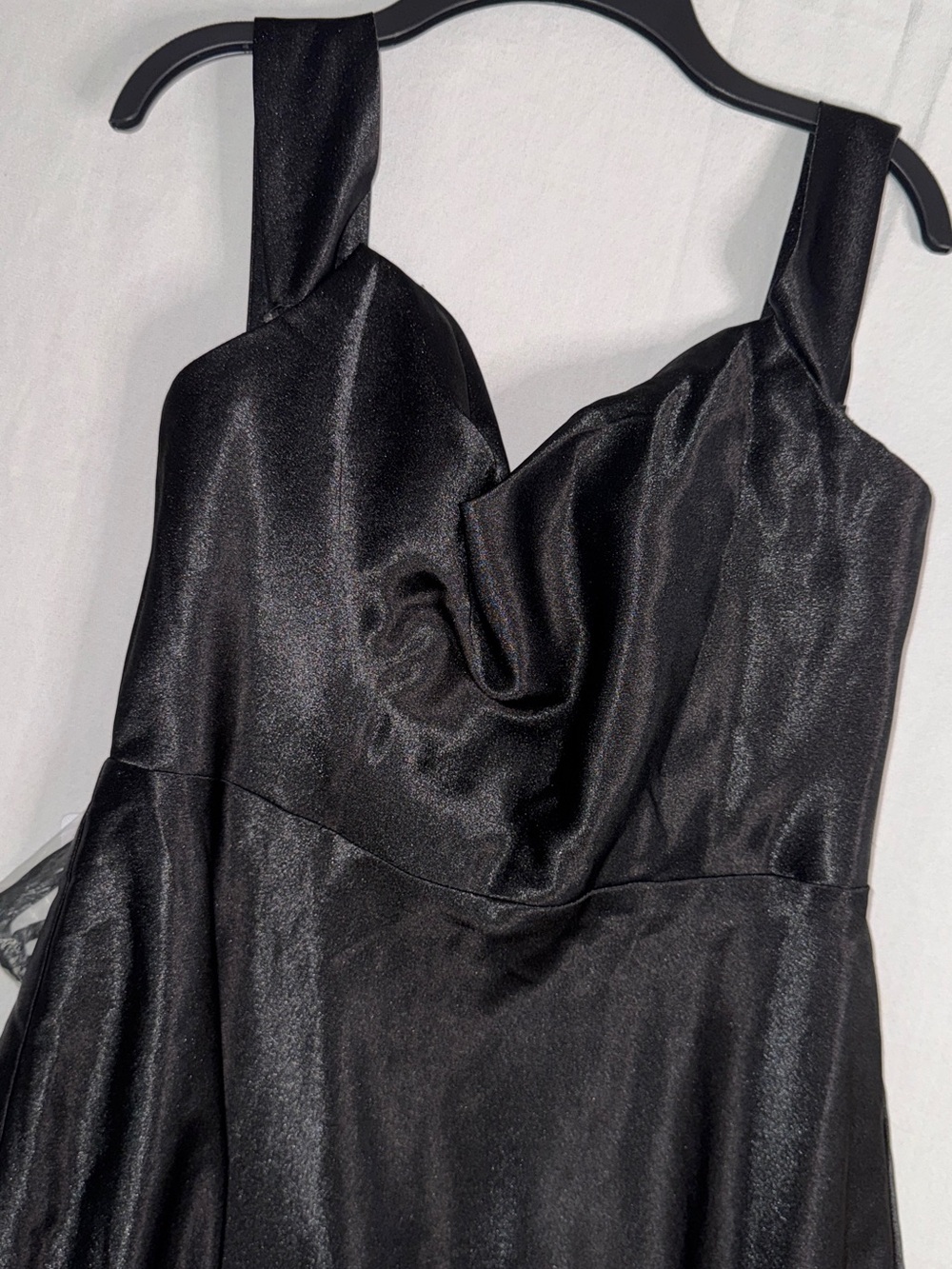 Azazie Black Satin Jackalin Evening Gown